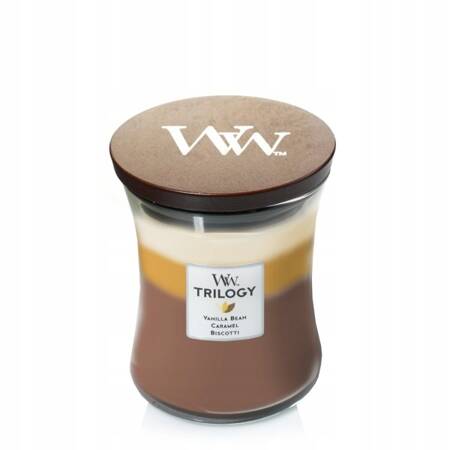 WOODWICK Trilogy świeca w słoiku średnia Cafe Sweets 275g 